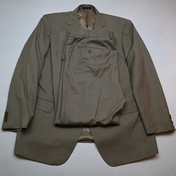 Paul Betenly 50L 40x32 Tan Khaki Brown 100% Wool Mens Jacket Pants Suit